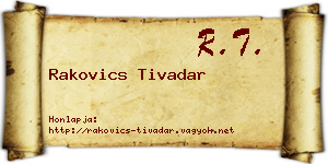 Rakovics Tivadar névjegykártya